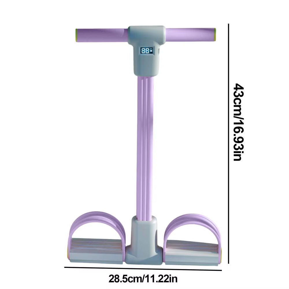 6-Tube Fitness Pedal Resistance Band with LED Display Yoga Strap Pedal Puller Sit-Ups Tension Rope Elastic Workout Pedal Puller