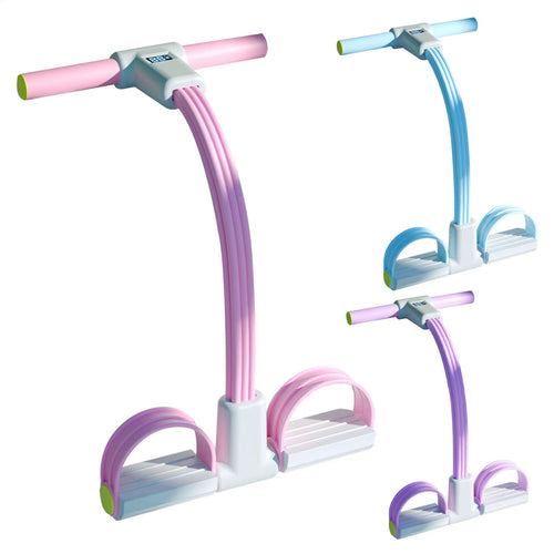 6-Tube Fitness Pedal Resistance Band with LED Display Yoga Strap Pedal Puller Sit-Ups Tension Rope Elastic Workout Pedal Puller