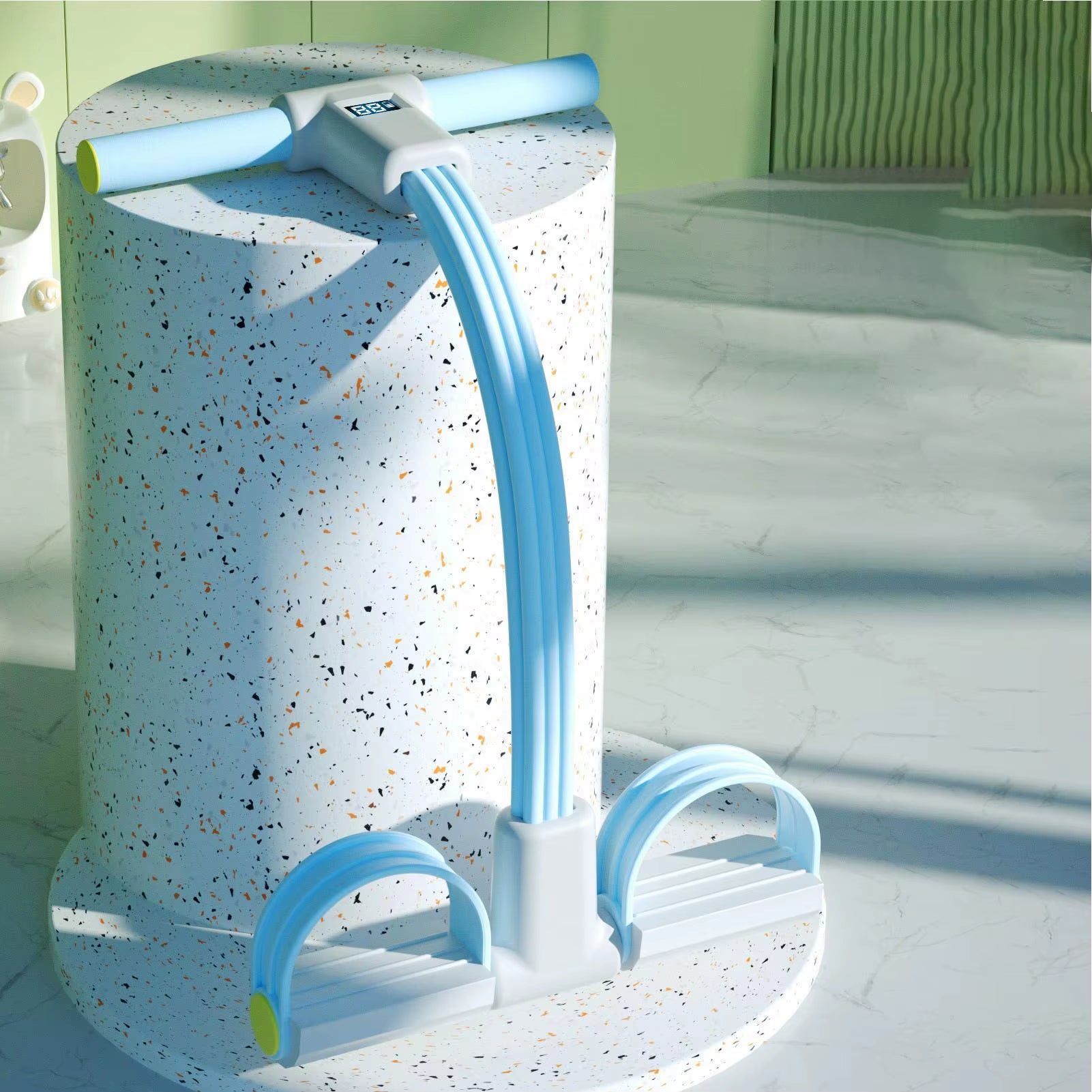 6-Tube Fitness Pedal Resistance Band with LED Display Yoga Strap Pedal Puller Sit-Ups Tension Rope Elastic Workout Pedal Puller